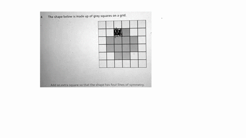 The shape below is made up of grey squares on a grid. Add an...