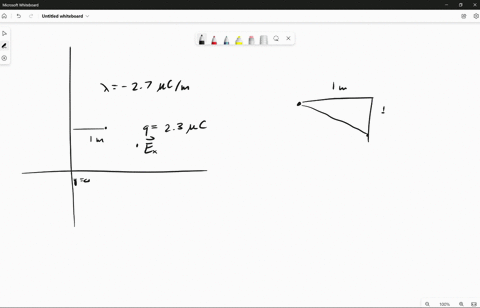 an-infinite-line-charge-of-uniform-linear-charge-density-lambda-27-mu-or-micro-ccm-lies-parallel-to-the-y-axis-at-x-0-m-a-point-charge-of-23-mu-or-micro-cc-is-located-at-x-10-m-y-20-m-find-t-74672