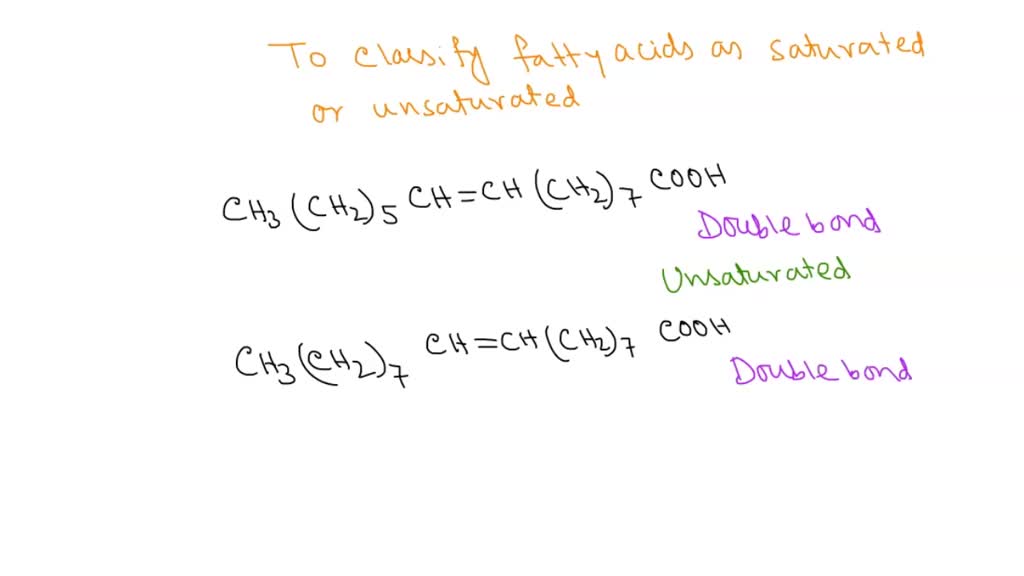SOLVED Indicate whether each of the following fatty acids is saturated