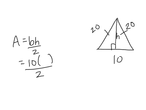 an-isosceles-triangle-has-congruent-sldes-of-20-cm-the-base-is-10-cm-what-is-area-of-the-trlangle-18074