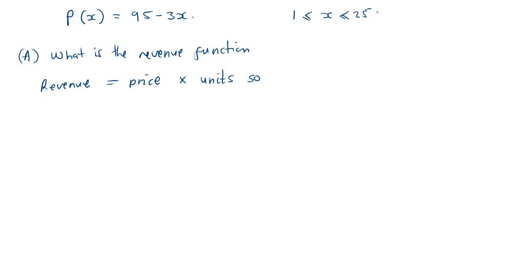 SOLVED: Use the price-demand function below to answer parts (A), (B ...