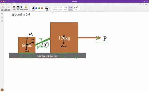 the-masses-of-the-blocks-are-shown-in-the-figure-below-determine-minimum-force-p-in-sl-unit-to-start-the-blocks-to-move-the-coefficient-of-friction-between-block-a-and-ground-025-and-between-02434