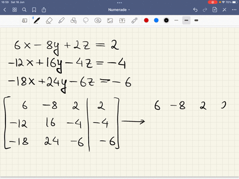 use-row-operations-on-the-augmented-matrix-as-far-as-necessary-to-determine-whether-the-system-is-independent-dependent-or-inconsistent-6x-8y2z2-12x16y-4x-4-18x24y-6z-6-06414
