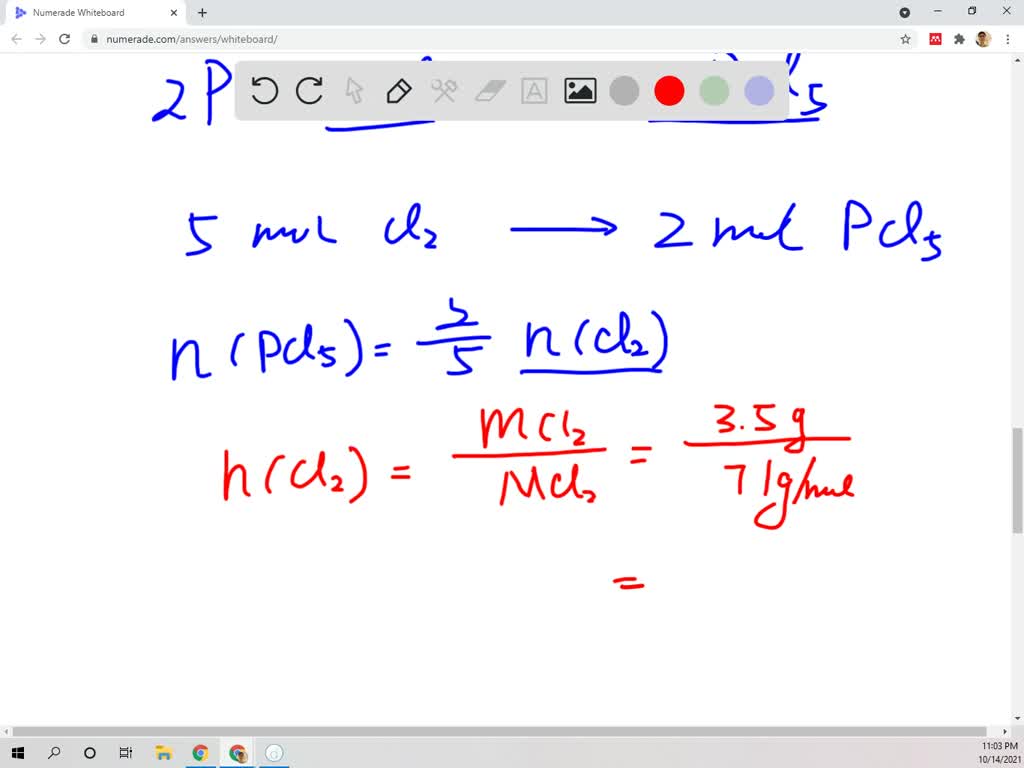 Chlorine gas reacts with phosphorus to produce phosphorus pentachloride