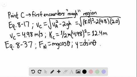 in-fig-8-55-a-block-slides-along-a-path-that-is-without-friction-until-the-block-reaches-the-section-of-length-l075-mathrmm-which-begins-at-height-h20-mathrmm-on-a-ramp-of-angle-theta30circ-in-that--2
