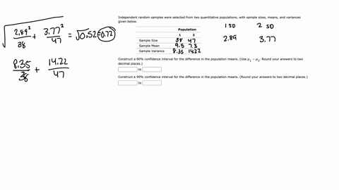 1-independent-random-samples-were-selected-from-two-quantitative-populations-with-sample-sizes-means-and-variances-given-below-population-1-2-sample-size-38-47-sample-mean-95-73-sample-varia-72586