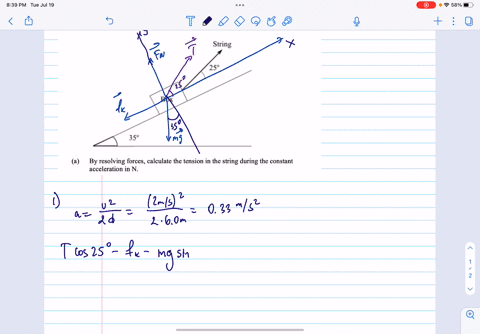 1-a-string-is-used-to-pull-a-30kg-box-up-a-rough-slope-as-shown-in-the-figure-below-the-box-starts-at-rest-at-the-bottom-of-the-slope-and-is-accelerated-with-constant-acceleration-to-a-veloc-50366