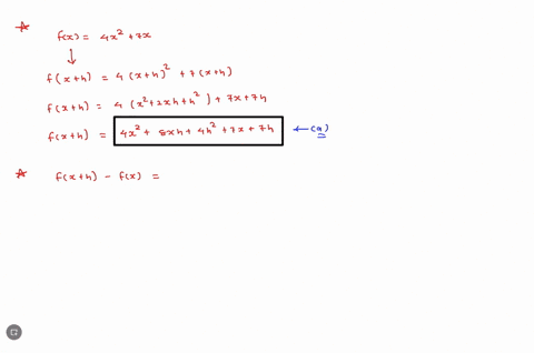use-the-four-step-process-to-find-the-slope-of-the-tangent-line-to-the-graph-of-the-given-function-at-any-point-simplify-your-answers-completely-fx-4x2-step-1-fx-h-step-2-x-m-fx-h-fx-step-3-63343