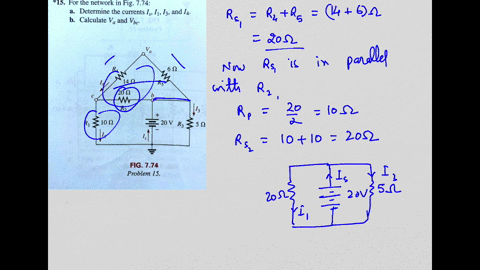 15-for-the-network-in-fig-774-a-determine-the-currents-is-i1-i3-and-i4-bcalculate-va-and-vbc-v-r4-6-140-rs-b-20-w-r2-20v-r3-r-10-1-fig774-problem-15-51781