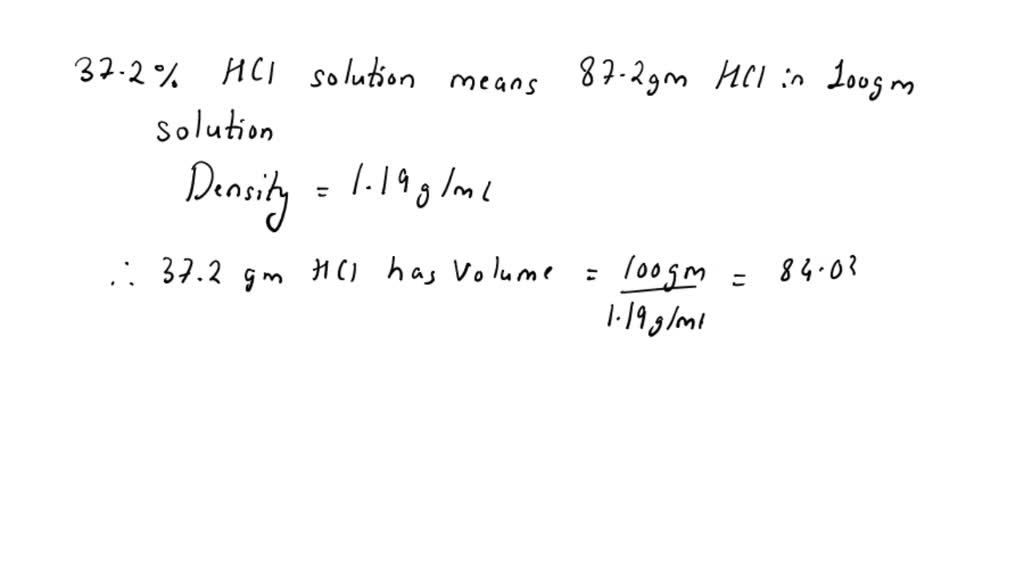 SOLVED: what volume of concentrated HCl solution contains 125 g of HCl ...