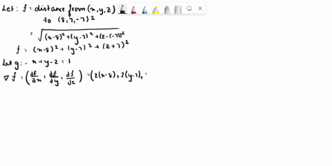 use-lagrange-multipliers-to-find-the-shortest-distance-from-the-given-point-to-the-following-plane-8-7-7-xy-z-1-95107