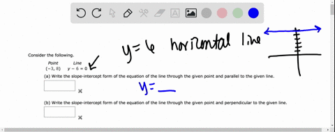 consider-the-following-point-line-3-8-y-6-0-a-write-the-slope-intercept-form-of-the-equation-of-the-line-through-the-given-point-and-parallel-to-the-given-line-b-write-the-slope-intercept-fo-74137
