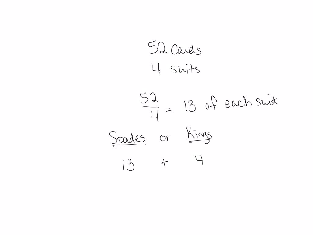 SOLVED How many cards in a deck are either Spades or kings?