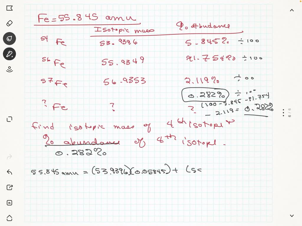 SOLVED Iron has an atomic mass of 55.845 amu The mass numbers and