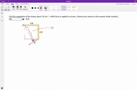 find-the-magnitude-of-the-torque-about-p-if-an-f-68-ib-force-is-applied-a5-shown-round-your-answer-to-the-nearest-whole-number-ft-ib-37012