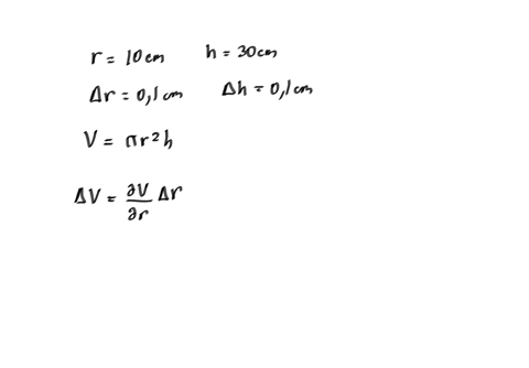 the-base-radius-and-the-height-h-of-a-right-circular-cylinder-are-measured-as-10-cm-and-30-cm-respectively-with-possible-error-in-measurement-of-a8-much-as-01-cm-in-each-use-differentials-to-52981