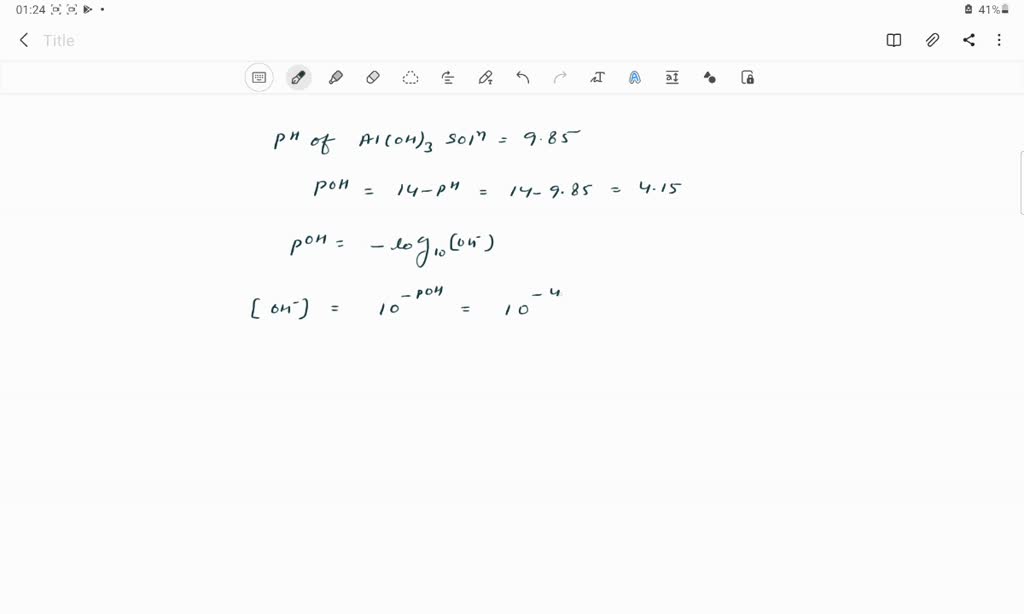 SOLVED If the pH of a solution of aluminum hydroxide is 9.85, what is the concentration of the