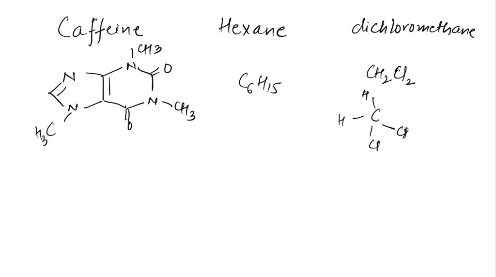Suggest reason why caffeine is much less soluble in a solvent such as