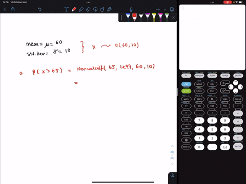 for-a-normal-distribution-with-a-mean-of-u-60-and-a-standard-deviation-of-o-10-find-the-proportion-of-the-population-corresponding-to-each-of-the-following-a-scores-greater-than-65-b-scores-99086