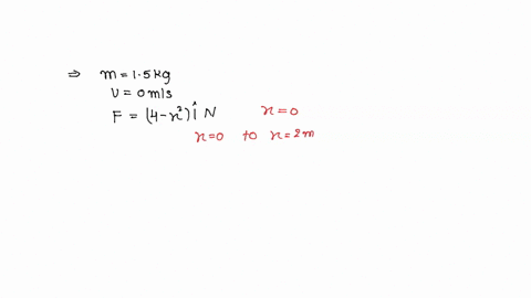 a-15kg-block-is-initially-at-rest-on-a-horizontal-frictionless-surface-when-a-horizontal-force-in-the-positive-direction-of-the-x-axis-is-applied-to-the-block-the-force-is-given-by-f4x-2-i-n-where-x-i