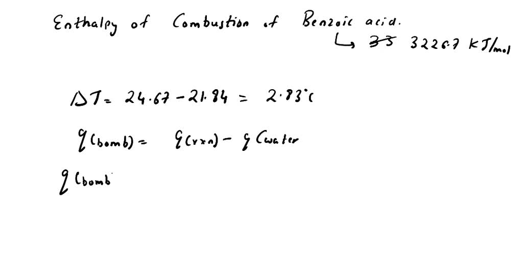 SOLVED 3.00 g of benzoic acid are burned in a bomb calorimeter, and