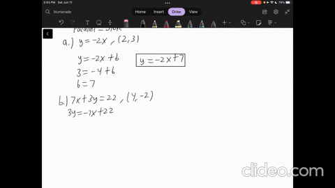 find-an-equation-for-the-line-with-the-given-properties-express-the-answer-using-the-general-form-a-parallel-to-the-line-y-2x-containing-the-point-23-b-parallel-to-the-line-7x-3y-22-containi-98732