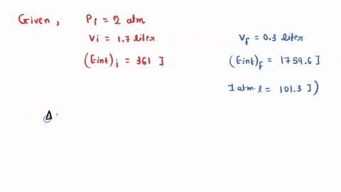 an-ideal-gas-undergoes-the-process-shown-in-the-pv-diagram-below-the-pressure-volume-and-internal-energy-of-the-initial-state-i-in-the-diagram-are-p-20-atm-v-17l-and-eint-3610-j-respectively-99639