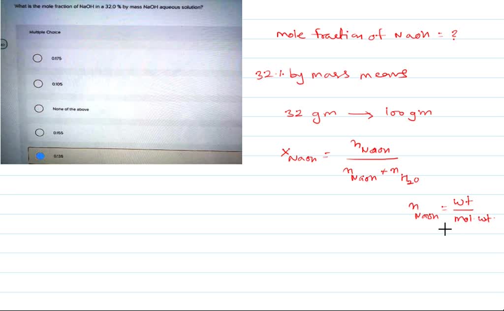 SOLVED: Determine the molalilty of NaOH in an aqueous solution when the