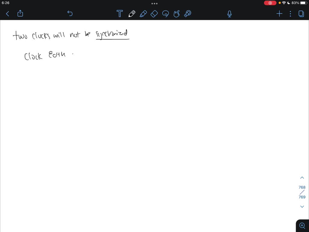 Two identical clocks are set side by side and synchronized While one