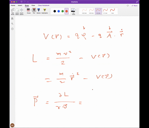 consider-the-motion-of-a-point-charge-q-in-an-electromagnetic-field-let-e-and-b-be-the-electric-and-the-magnetic-fields-which-can-be-derived-from-a-scalar-potential-and-vector-potential-a-e-34535