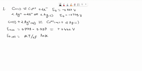 using-standard-potentials-given-in-the-appendices-calculate-the-standard-cell-potentials-and-the-equilibrium-constants-for-the-following-reactions-cus-2agaq-cu2aq-2ags-zns-fe2aq-zn2aq-fes-71092