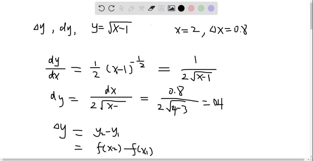 Solved Compute Δy And Dy For The Given Values Of X And Dx Δx Round