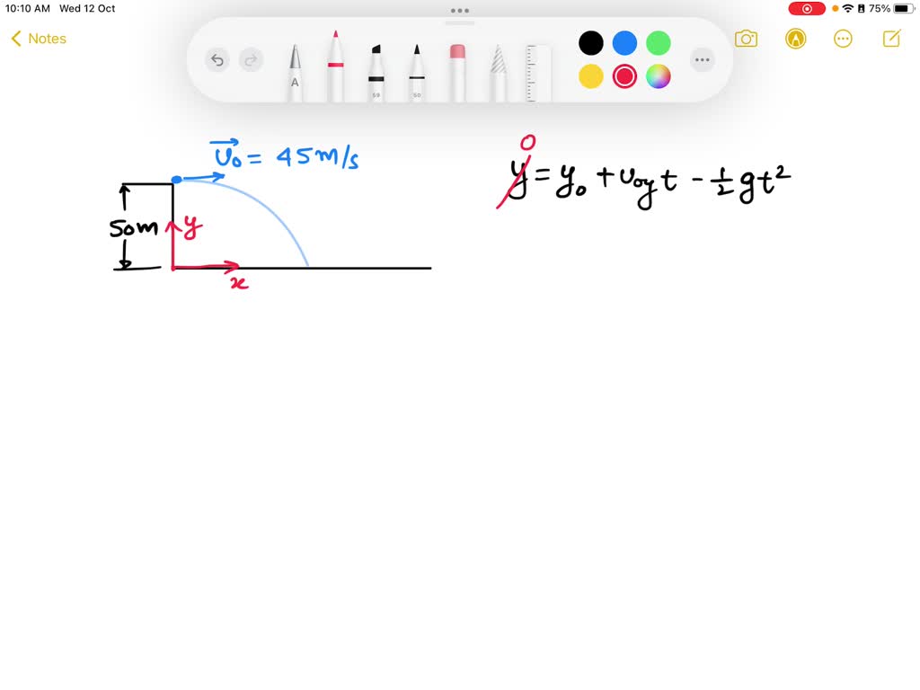 SOLVED A cannonball is launched horizontally off a 50 m high castle