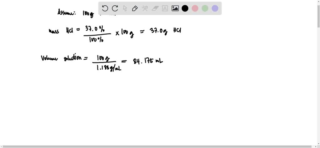 SOLVED: Find the molarity of HCl in a reagent labeled "37.0 wt% HCl