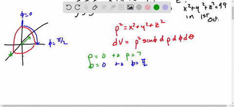 use-spherical-coordinates-evaluate-e-x2-y2-z2-dv-e-where-e-is-enclosed-by-the-sphere-x2-y2-z2-49-in-the-first-octant-42887