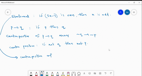 using-a-proof-by-contrapositive-show-that-if-5n-7-is-even-n-is-odd-22245