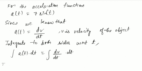the-acceleration-of-an-object-in-ms-is-given-by-the-function-at-sint-the-initial-velocity-of-the-object-is-v0-2-ms-round-your-answers-to-four-decimal-places-a-find-an-equation-vt-for-the-obj-80977