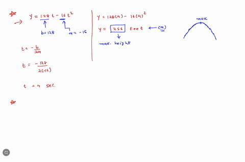 if-a-ball-is-thrown-vertically-upward-with-a-velocity-of-128-fts-then-its-height-after-t-seconds-is-s-128t-16t2-a-what-is-the-maximum-height-reached-by-the-ballftb-what-is-the-velocity-of-th-84125