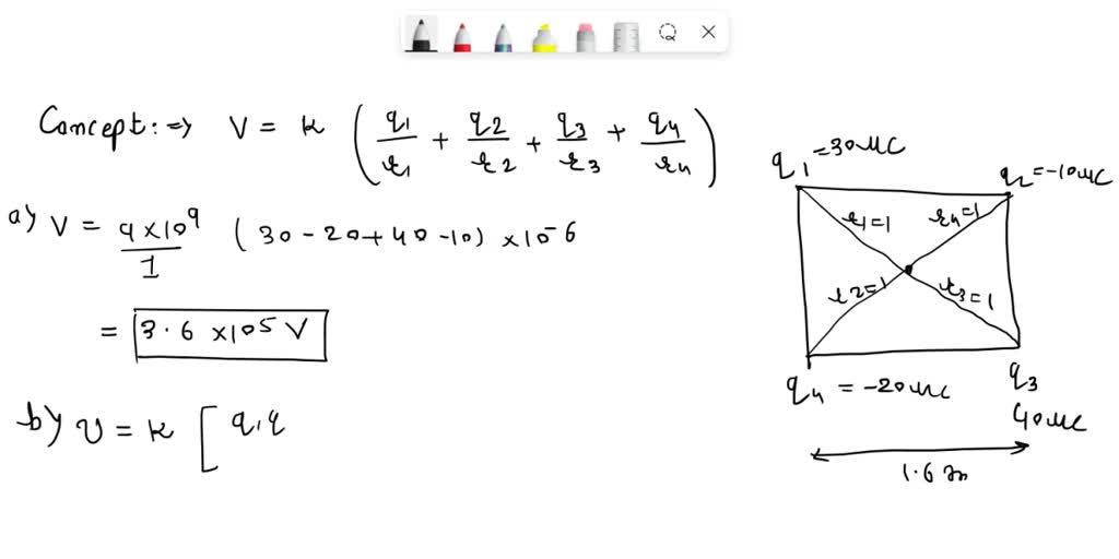 SOLVED Find a the electric potential at the center at point p