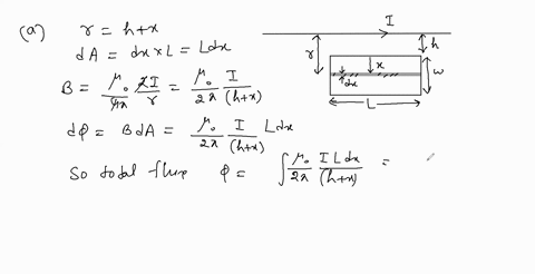 a-loop-of-wire-in-the-shape-of-a-rectangle-of-width-w-and-length-l-and-a-long-straight-wire-carrying-a-current-i-lie-on-a-tabletop-as-shown-in-figure-p3111-a-determine-the-magnetic-flux-through-the--2
