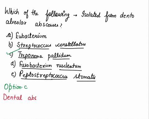 which-of-the-following-bacteria-cannot-be-isolated-from-dentoalveolar-abscesses-a-peptostreptococcus-stomatis-b-streptococcus-constellatus-c-treponema-pallidum-d-fusobacterium-nucleatum-e-eu-46142