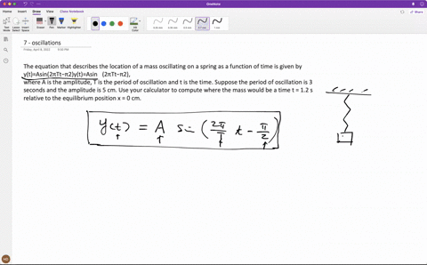 the-equation-that-describes-the-location-of-a-mass-oscillating-on-a-spring-as-a-function-of-time-is-given-by-ytasin2tt2ytasin2tt2-where-a-is-the-amplitude-t-is-the-period-of-oscillation-and-88665