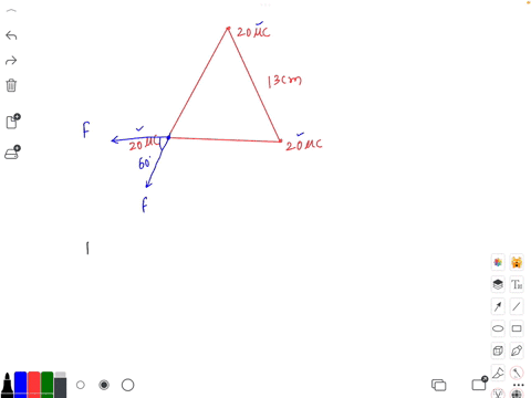 three-point-particles-of-equal-and-positive-charge-20c-are-placed-at-the-corners-of-an-equilateral-triangle-with-a-side-of-13-cm-as-shown-in-the-figure-calculate-the-magnitude-of-the-net-force-on-ea-2