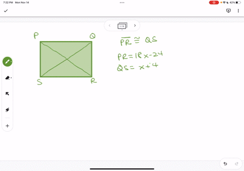 in-rectangle-pqrs-pr-18-x-24-and-qs-x-146-find-the-value-of-x-and-the-length-of-each-diagonal-q-s-r-a-x-11-pr-156-qs-156-b-x-10-pr-78-qs-78-c-x-5-pr-151-qs-151-d-x-11-pr-174-qs-174-e-x-10pr-15838
