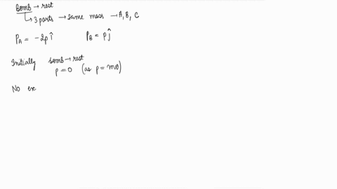 a-bomb-at-rest-explodes-into-3-parts-of-the-same-mass-the-momentum-of-the-2-parts-are-2-pi-and-pj-the-momentum-of-the-third-part-will-have-a-magnitude-of-76392