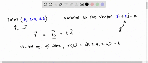 find-vector-equation-and-parametric-equations-for-the-line_-use-the-parameter-t-the-line-through-the-point-5-29-36-and-parallel-to-the-vector-3i-2j-k-rt-xt-yt-zt-30297