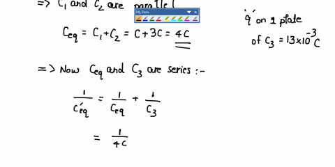 6-problem-14-three-capacitors-with-capacitances-c-ccz-3cand-c3-sc-jt-circuit-as-shown-the-source-has-potential-difference-av-12-v-it-is-observed-that-one-plate-of-the-capacitor-cz-has-charge-42889