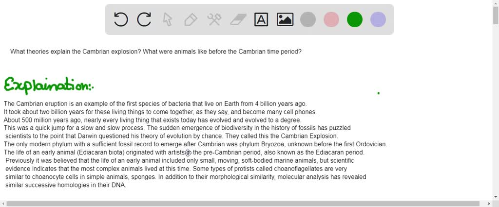 SOLVED: What theories explain the Cambrian explosion? What were animals  like before the Cambrian time period?