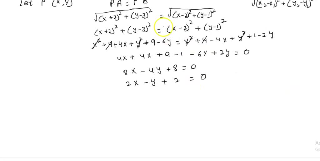 SOLVED: Two cities are located at points A (-2,3) and B (2,1). The ...