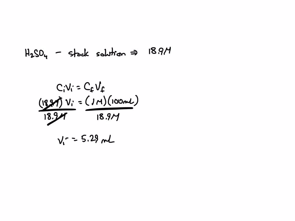 SOLVED: Indicate the volume required to prepare 100mL of a 1M sulfuric ...